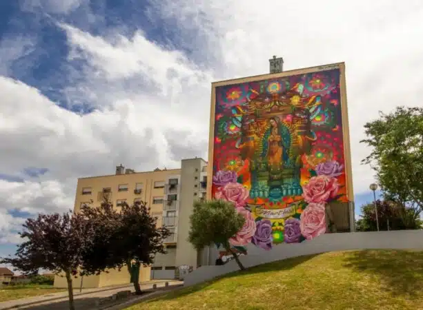a picture near a park in Lisbon with blue sky