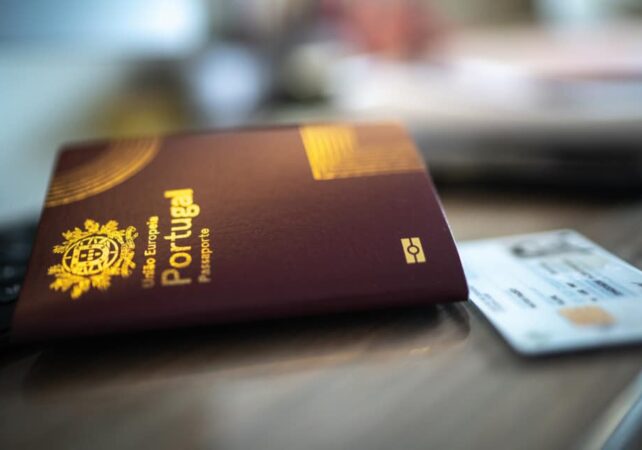 EU passport on a table