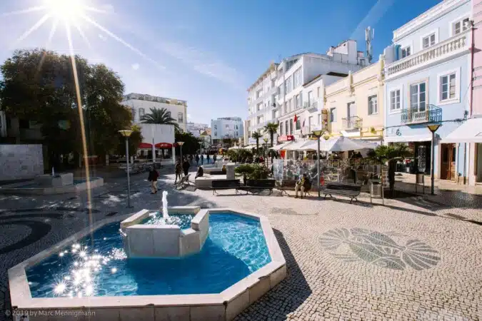 Apartments with a fountain near a square in lagos, Portugal