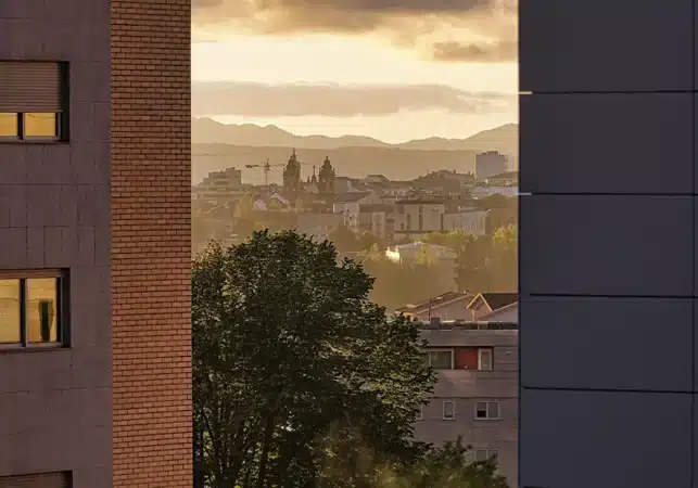 an apartment building in Braga with sunset