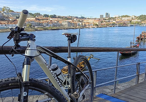bike alongside douro river in porto