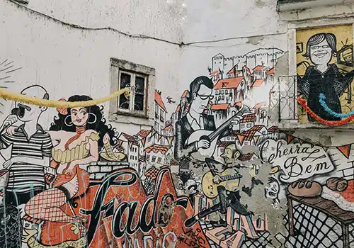street art in Lisbon about fado culture