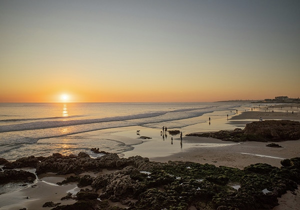 Coastal region in portugal during the sunset
